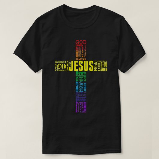 T-shirt Croix de Jésus-Christ, Arc en Ciel Cloud Prem (Design devant)