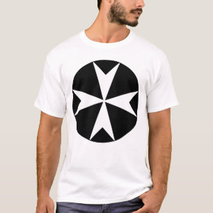 T-shirt Croix de Malte v2 (blanc sur noir)