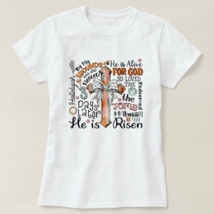 T-shirt Croix de Pâques chrétienne Il est ressuscité