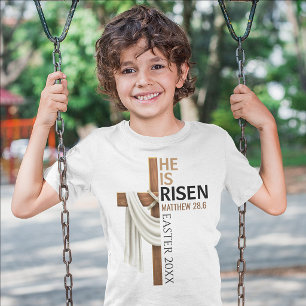 T-shirt Croix de Pâques vintage personnalisée Il est ressu