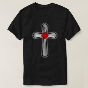 T-shirt Croix de pierre rouge rubis