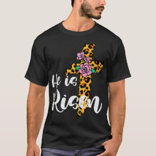 T-shirt Croix Fleur Il Est Ressuscité Christ Pâques Jésus 