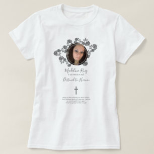 T-shirt Croix funéraire mémorielle Photo Motif floral