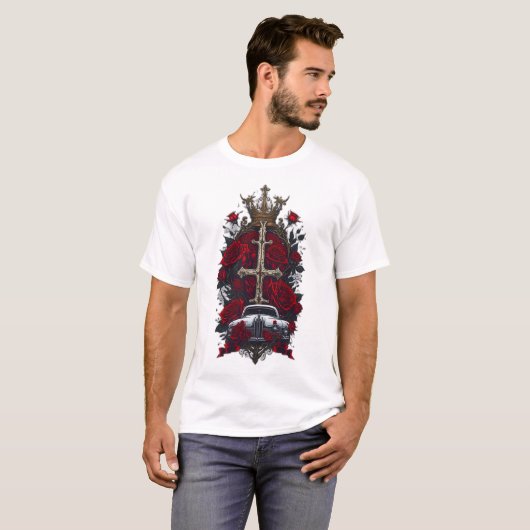 T-shirt Croix gothique de tatouage 4 (Devant entier)
