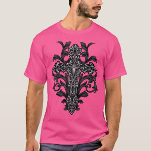 T-shirt Croix gothique ornementale