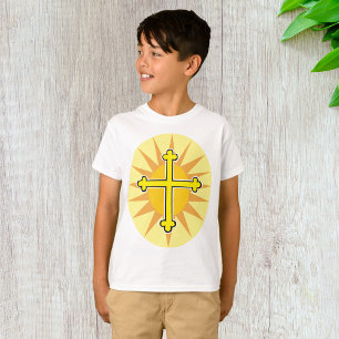 T-shirt Croix jaune Bottony Éclat de soleil Foi chrétienne