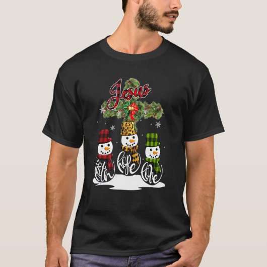 T-shirt Croix Jésus Joyeux Noël Snowman Drôle Noël Pour (Devant)