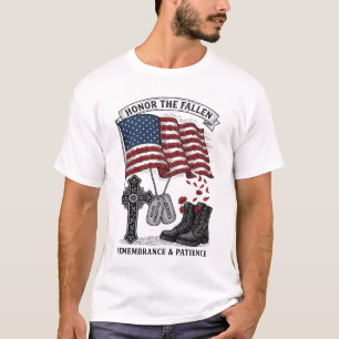 T-shirt Croix Mémorielle Patriotique Bottes Chemise Drapea