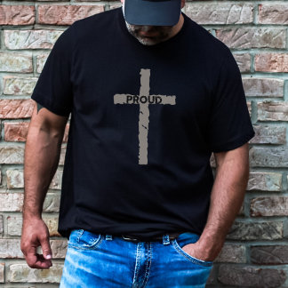 T-shirt Croix minimaliste de pierre chrétienne fière
