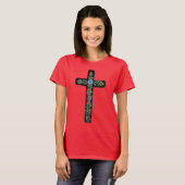 T-shirt Croix noire avec fleurs (Devant entier)