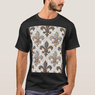 T-shirt Croix noire et blanche Hachure pois Fleur-de-lis
