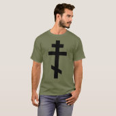 T-shirt Croix orthodoxe noire. Olive Drab (Devant entier)
