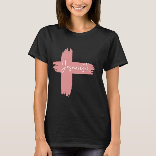 T-shirt Croix rose blanc Jesucristo (Devant)