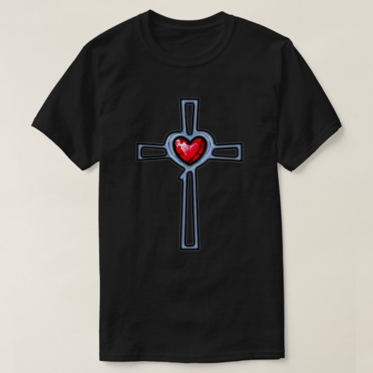 T-shirt Croix Ruby Red Gemstone Heart (Design devant)