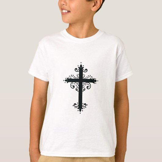 T-shirt Croix sculptée décorative de luxe (Devant)