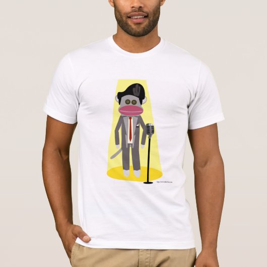 T-shirt Crooner Sock Monkey Cute Retro Singer Cartoon (Devant)