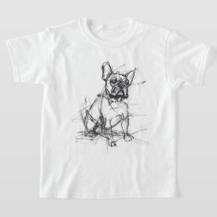 T-shirt Croquis Abstrait de Bulldog