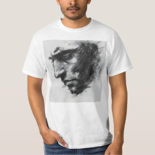 T-shirt Croquis au charbon de Moody Man's Face