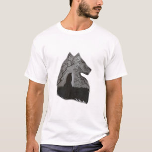 T-Shirt Croquis Crayon Loup Dessin Loup Réaliste