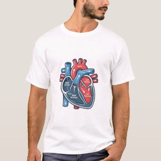 T-shirt Croquis de cœur humain anatomique Illustration méd