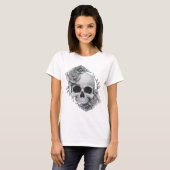 T-shirt Croquis de crâne et de roses (Devant entier)