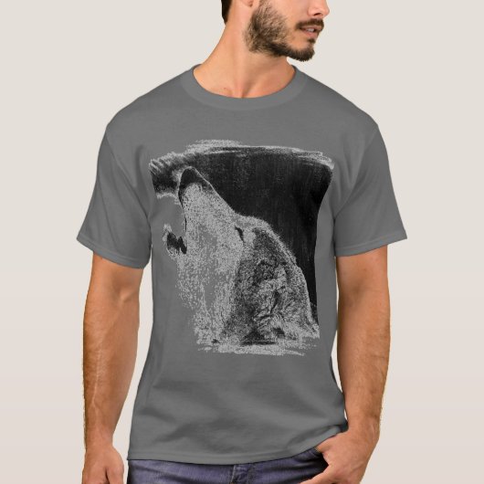 T-shirt Croquis de loup gris (Devant)