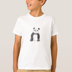 T-shirt Croquis de panda en noir et blanc