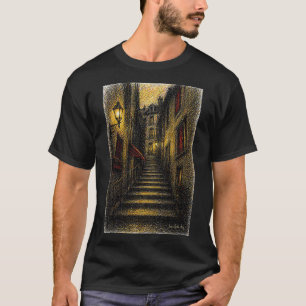 T-shirt Croquis de ruelle européenne charmante - Art mural