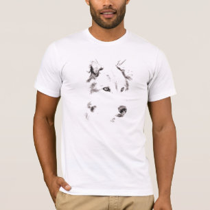 T-shirt Croquis de tête de loup gris funeste