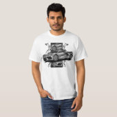 T-shirt Croquis de voiture de course simple (Devant entier)