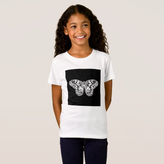 T-Shirt Croquis papillon, blanc et noir (Devant entier)