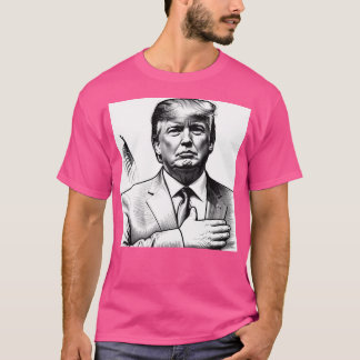 T-shirt Croquis réaliste Donald Trump dessiné à la main