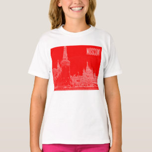 T-shirt Croquis rouge de la cathédrale St Basile de Moscou