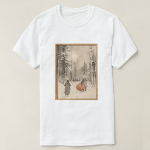T-shirt Croquis vintage de Père Noël avec rennes