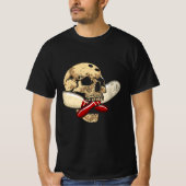 T-shirt Cross Pins Bowling Retro Skull Skeleton Head Hallo (Devant)