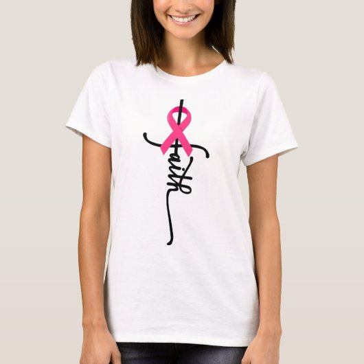 T-shirt Cross Warrior Survivor Pink Ribbon Cancer du sein  (Devant)