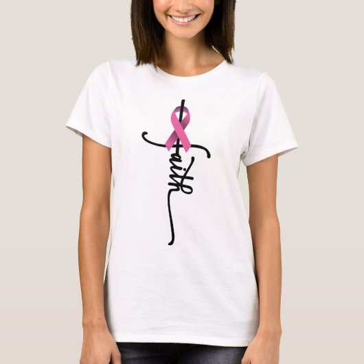 T-shirt Cross Warrior Survivor Pink Ribbon Cancer du sein (Devant)