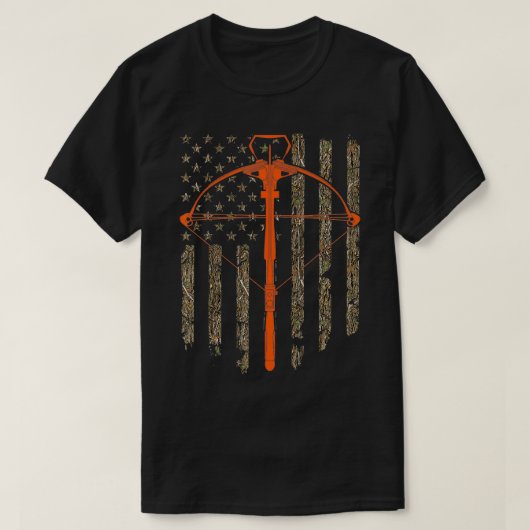 T-shirt Crossbow Archery Bow Chasse Camo Drapeau Américain (Design devant)