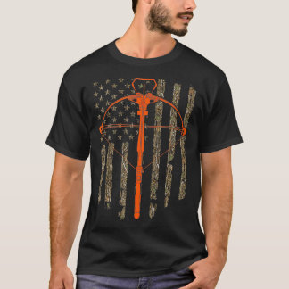 T-shirt Crossbow Archery Bow Chasse Camo Drapeau Américain