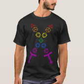 T-shirt Crossing Polyhedral Dice Swords in Rainbow LGBT Pr (Devant)