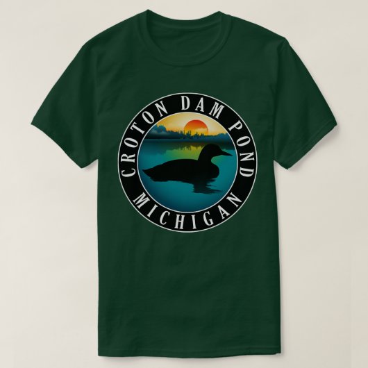 T-shirt Croton Dam Pond Loon Michigan Sunset (Design devant)