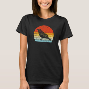 T-shirt Crow Vintage Sunset Retro Style Cute Raven 2