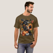 T-shirt Crow Whimsical avec Citrouilles et tournesols (Devant entier)