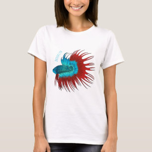 T-shirt Crowntail betta fish dessin animé