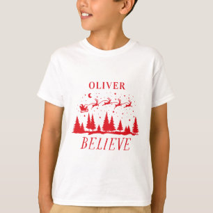 T-shirt Croyance personnalisée Santa traîneau Noël corresp