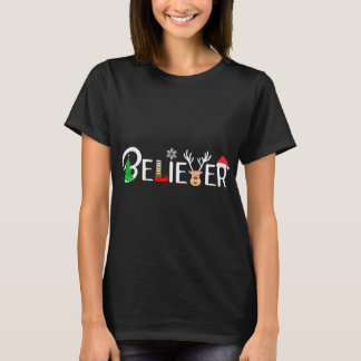 T-shirt Croyant cool de Noël. Reindeer, Elf et Sant
