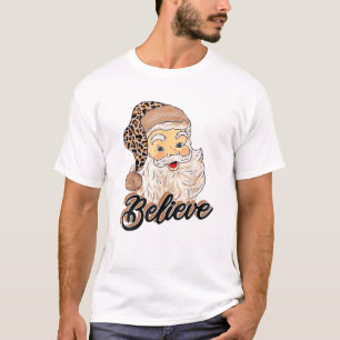 T-shirt Croyez Costume, Père Noël Avec Leopard Christma