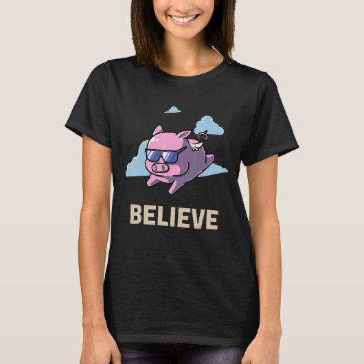 T-shirt Croyez En Flying Pig Meat Enthousiaste Pigs Bacon (Devant)