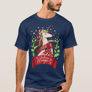 T-shirt Croyez En La Magie De Noël Lovely Unicorn