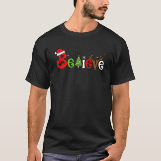 T-shirt Croyez Noël Père Noël Reindeer Correspondant Fa